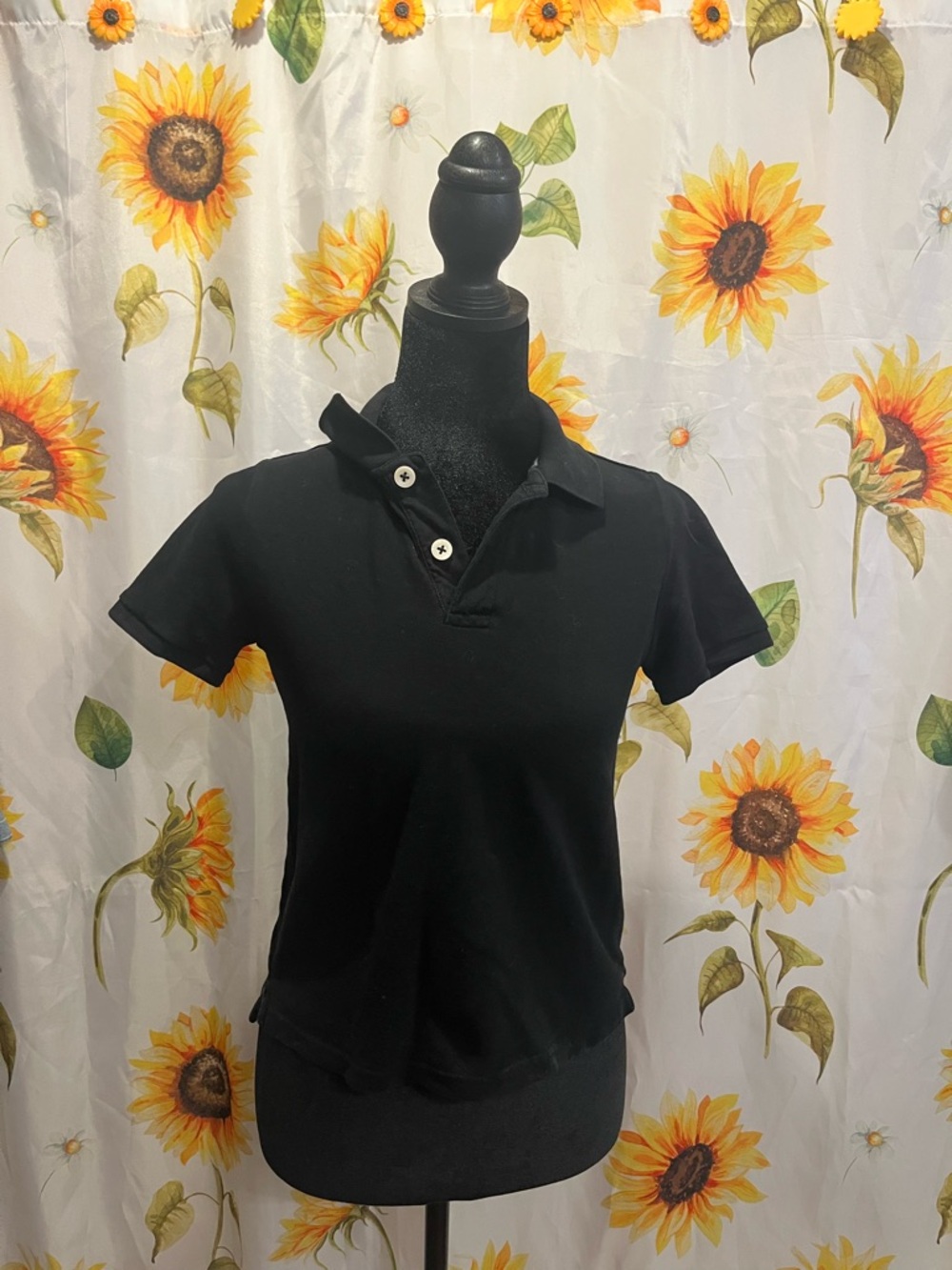 Arizona Jean Company Black Short-Sleeve Crop Polo Top